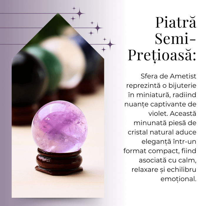 Sfera din Cuart Roz 30 mm, minge de cristal decorativa, cu suport de lemn -  Pentru decor, meditație, vindecare - Copie [4]