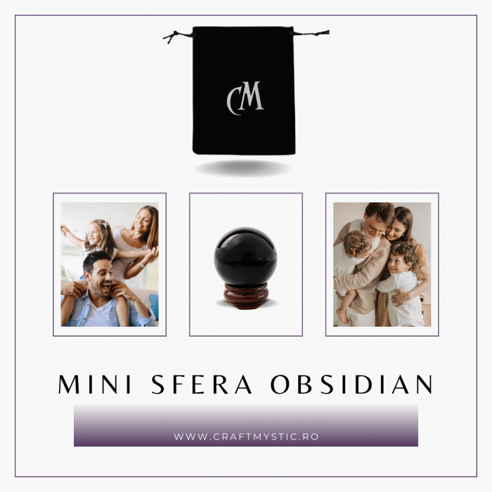 Sfera din Obsidian Natural, 1 buc, 30-35 mm - Ideala pentru Cadouri si Decoratiuni, Piatra Semipretioasa [7]