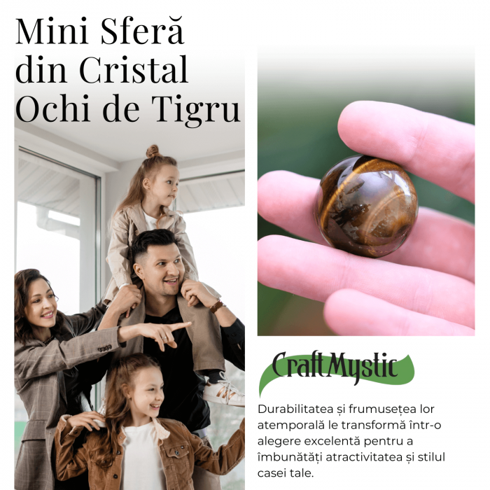 Sfera din Ochi de Tigru Natural, 1 buc, 30-35 mm - Piatra Semipretioasa pentru Cadouri, Curaj si Protectie [5]
