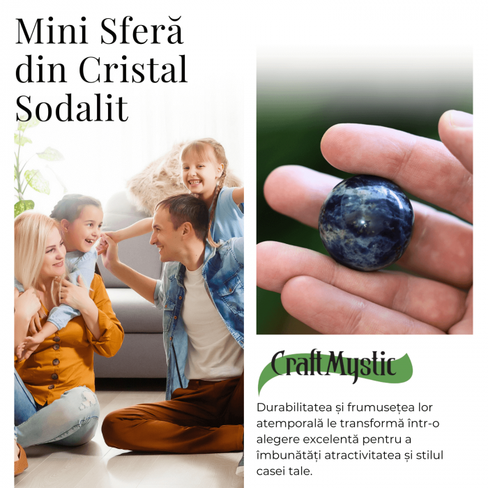 Sfera din Sodalit Natural, 1 buc, 30-35 mm - Piatra Semipretioasa pentru Cadouri, Meditatie si Echilibru [8]