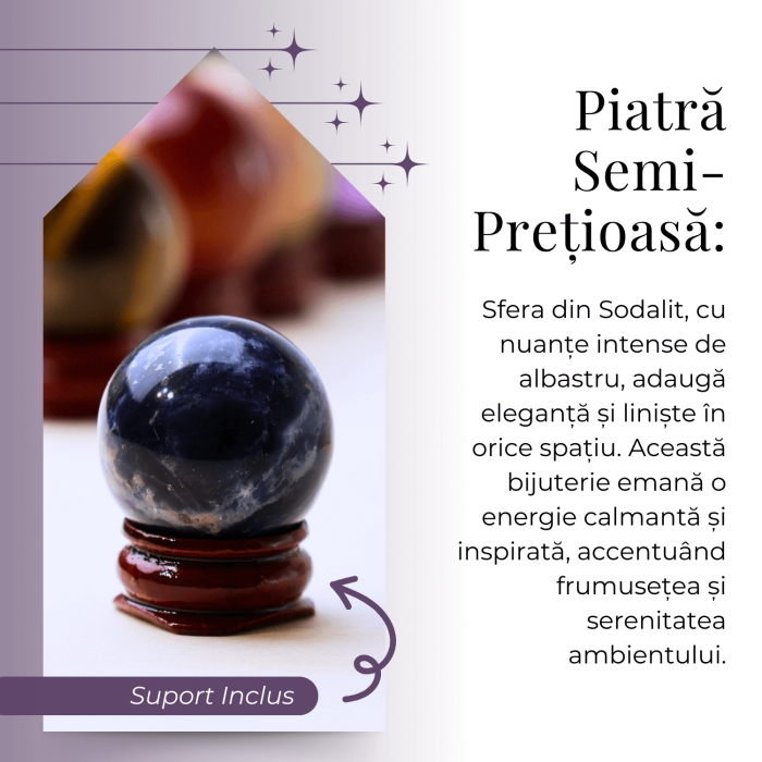Sfera din Sodalit Natural, 1 buc, 30-35 mm - Piatra Semipretioasa pentru Cadouri, Meditatie si Echilibru [5]