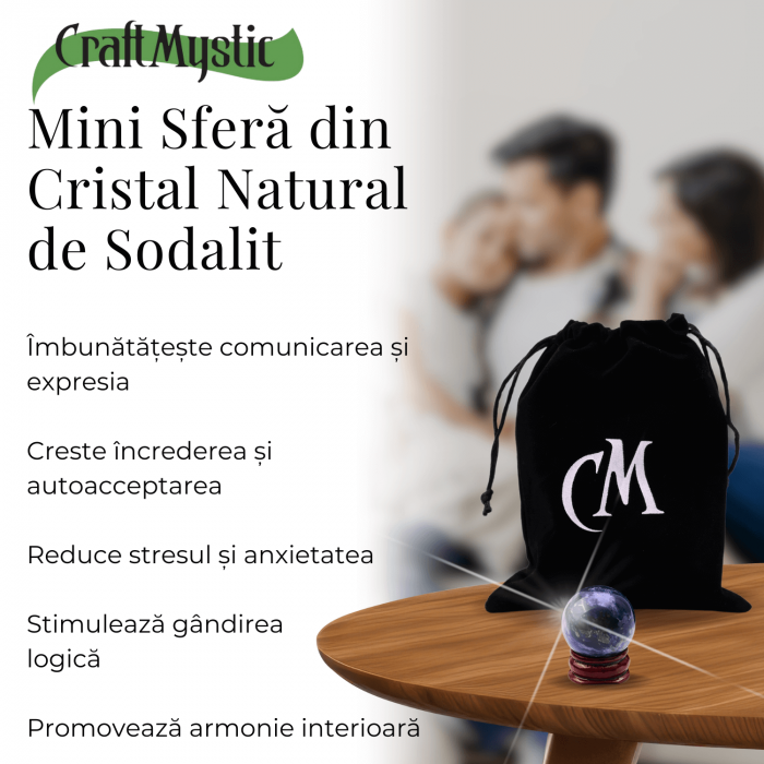 Sfera din Sodalit Natural, 1 buc, 30-35 mm - Piatra Semipretioasa pentru Cadouri, Meditatie si Echilibru [4]