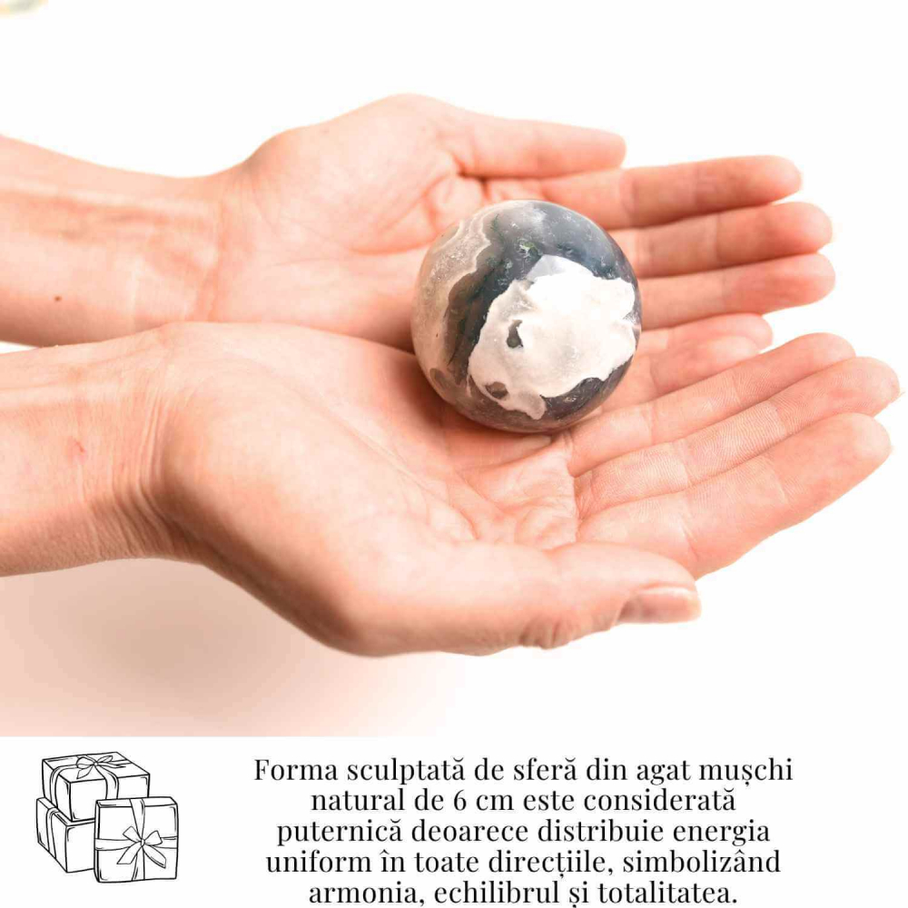 Sfera Moss Agat 50-55 mm - Echilibru si Conexiune cu Natura [6]
