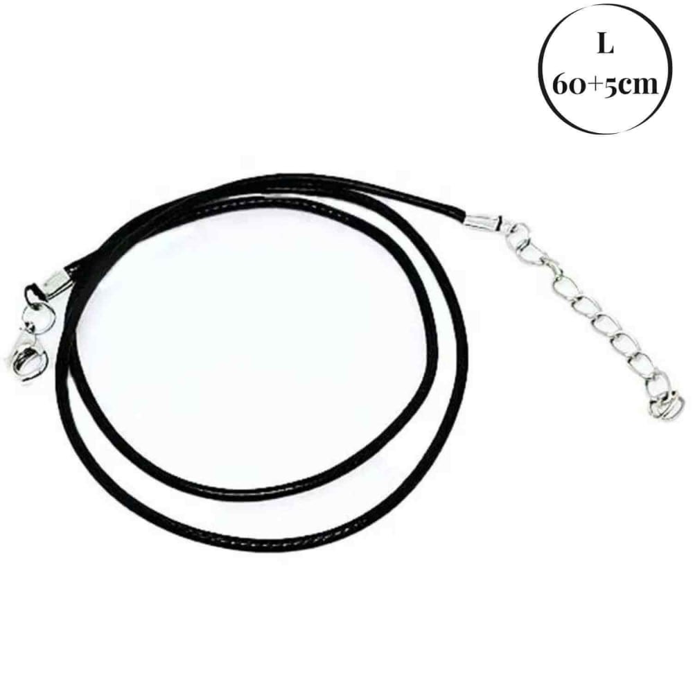 Snur ajustabil din imitatie piele cerata neagra 1.5mm, 60+5cm , Ideal pentru pandantive si medalioane