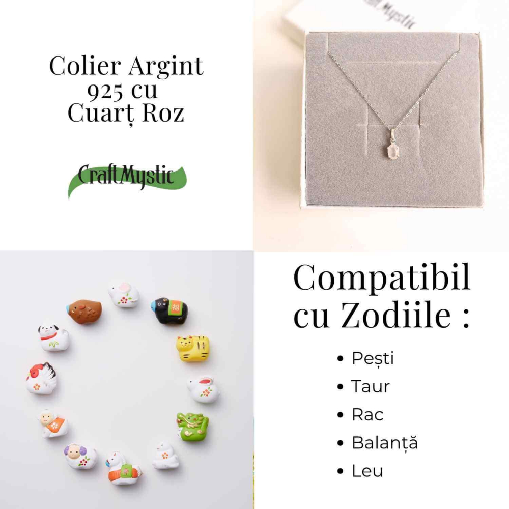 Iubire si Echilibru Emotional – Colier Cuart Roz Argint 925 [4]