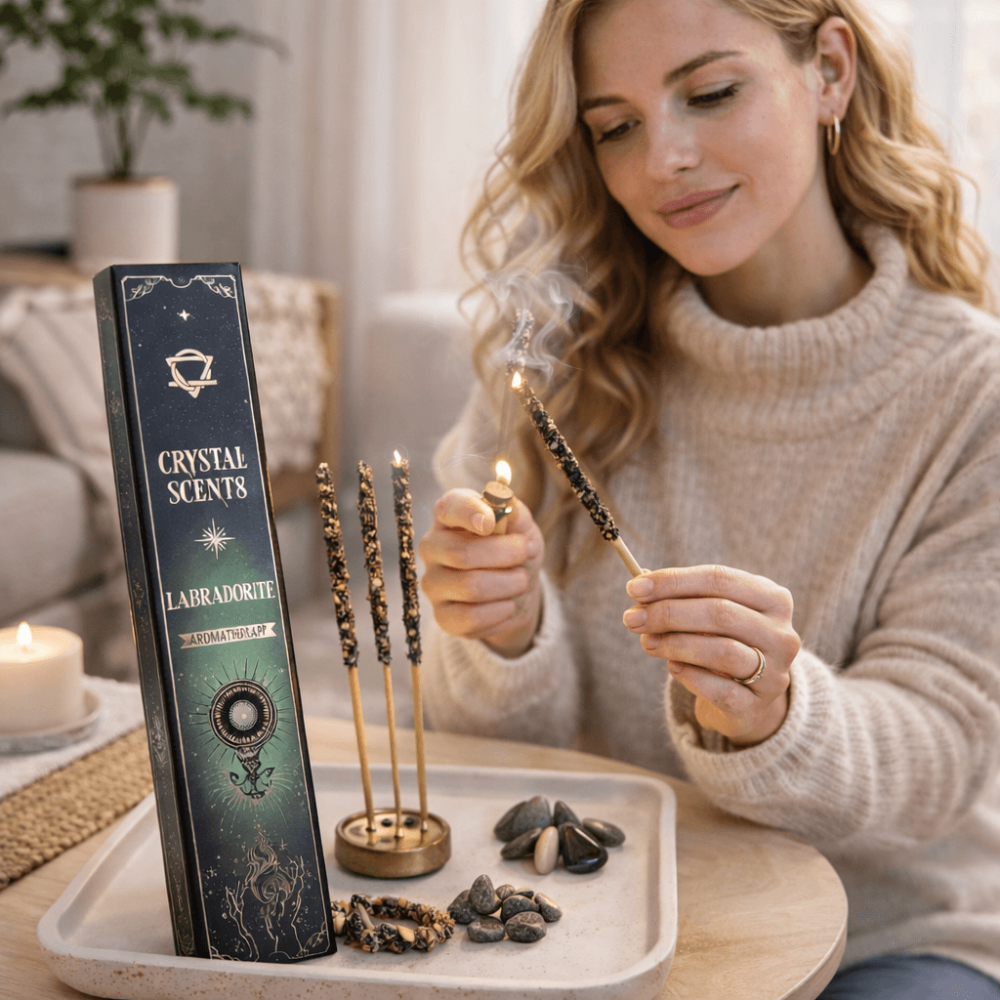 Smudge Kit cu Labradorit si Betisoare Parfumate Arruda – Ritual de Protectie Energetica si Claritate Spirituala [2]