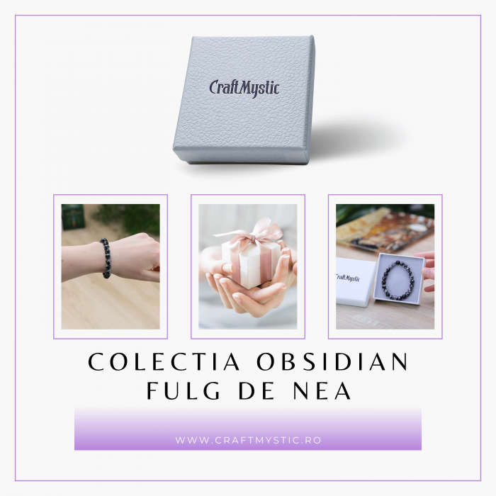 Bratara Elastica cu Margele Naturale de 8mm din Obsidian Fulg de Nea [8]
