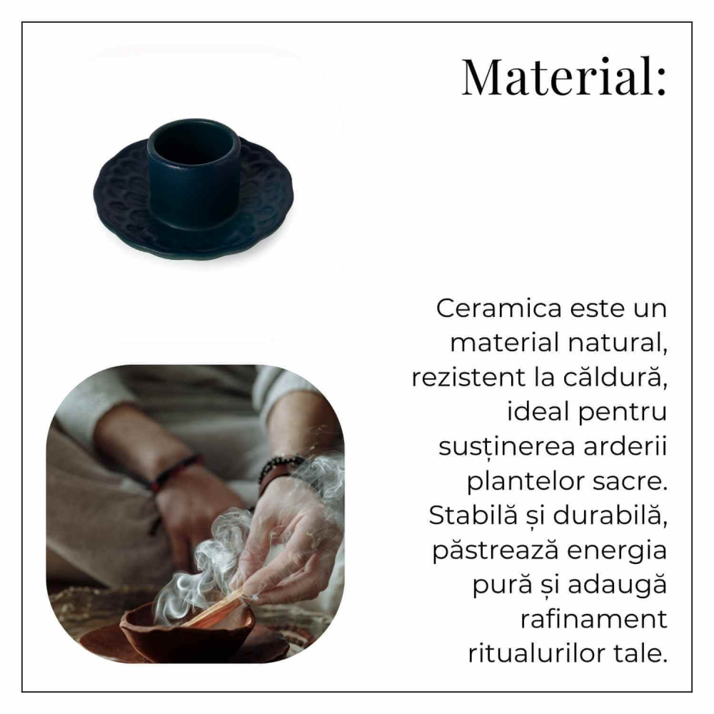 Suport Ceramica pentru Ritualuri de Purificare si Aromaterapie – Model Stabil si Termorezistent [6]