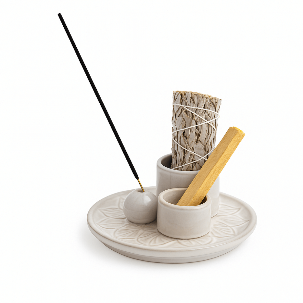 Suport ceramica ab Triplu de Aromaterapie ,   Ritual Complet pentru Armonie