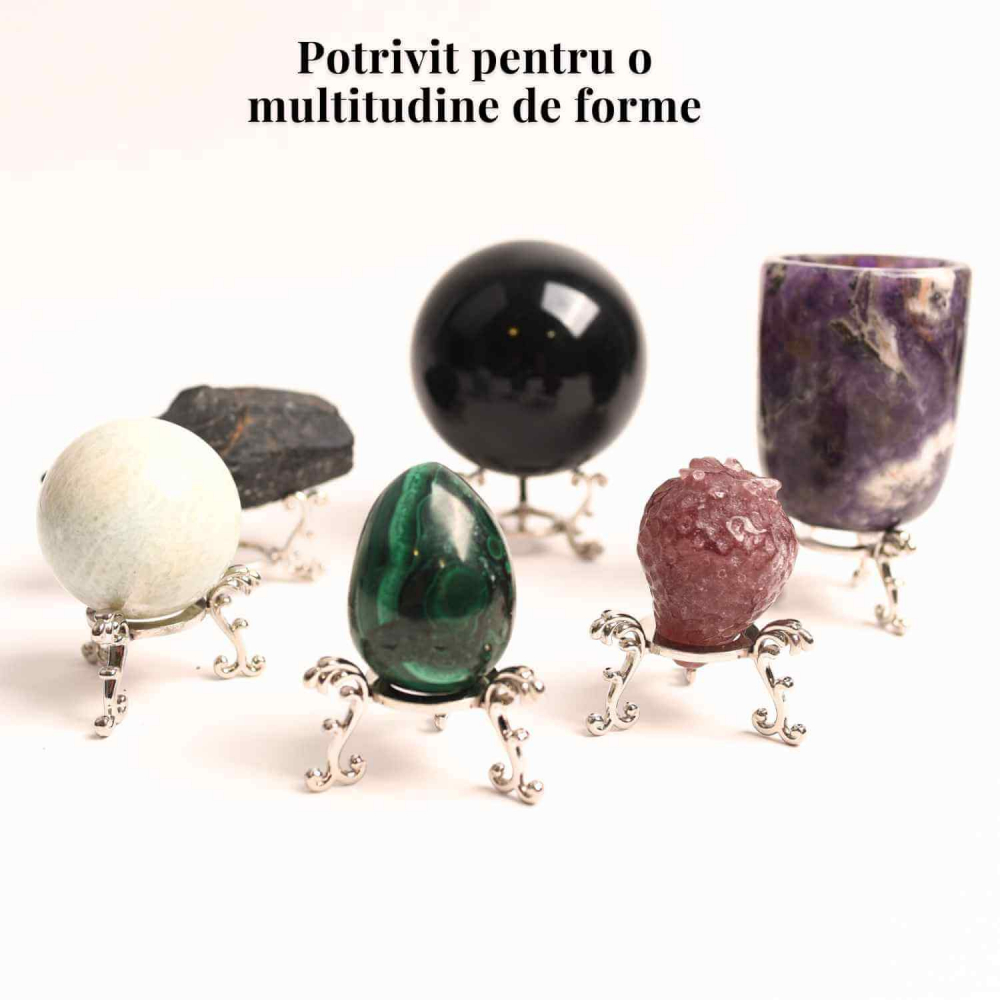 Suport Metalic pentru Sfere, Oua, Pietre – Design Dublu Elegant [3]