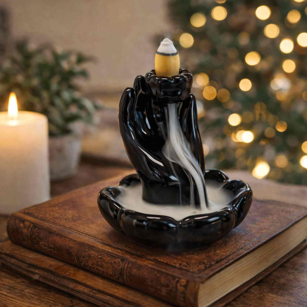 Suport Ceramic pentru Conuri Parfumate Backflow – Mana Lotusului [3]