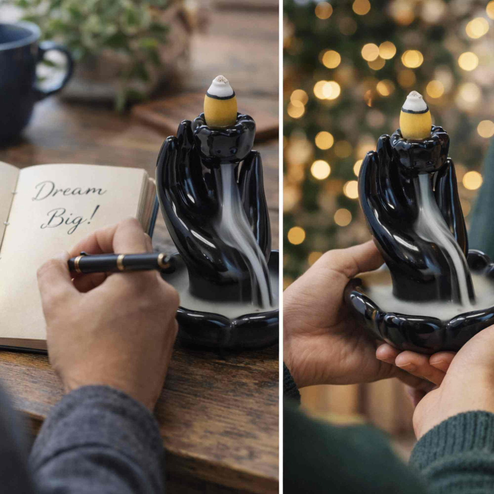 Suport Ceramic pentru Conuri Parfumate Backflow – Mana Lotusului [2]