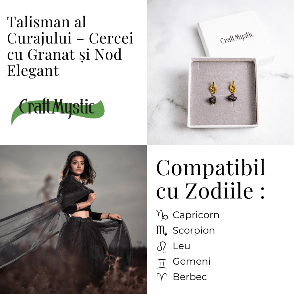 Talisman al Curajului – Cercei cu Granat si Nod Elegant [5]