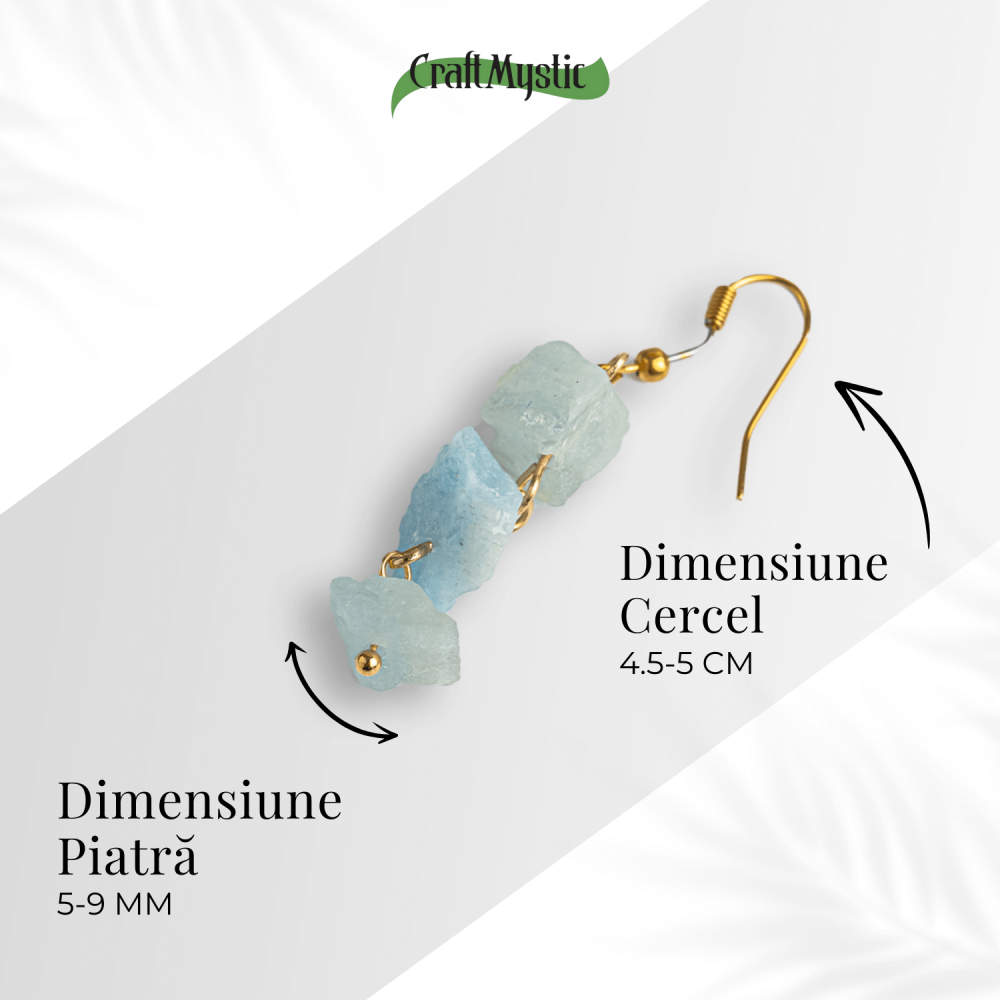 Fluviu de Calm – Cercei cu Acvamarin Brut si Elemente Aurii [4]