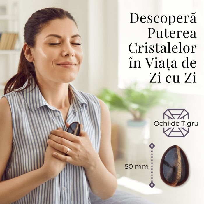 Ou Handmade de 50mm din Piatra Naturala de Ochi de Tigru [7]