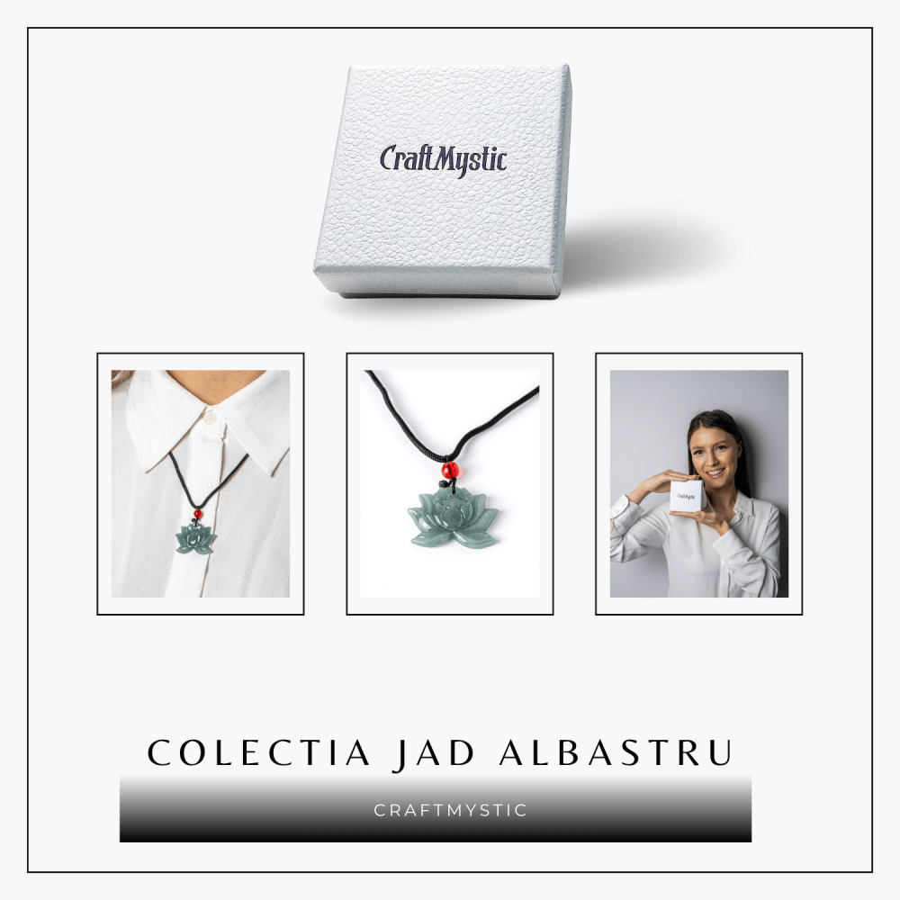 Puritate si Liniste – Colier Lotus din Jad Albastru de Guatemala [8]