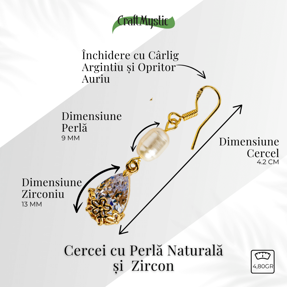 Cercei cu Perla Naturala si Zircon – Feminitate Discreta si Rafinament [3]