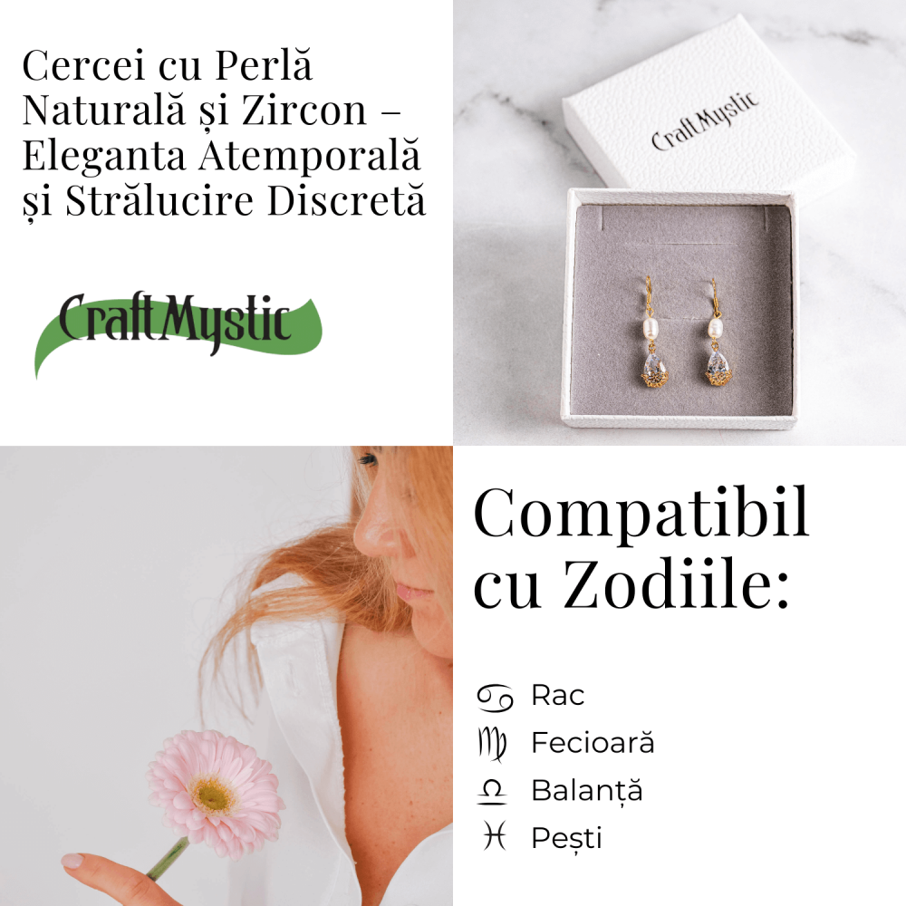 Cercei cu Perla Naturala si Zircon – Feminitate Discreta si Rafinament [4]