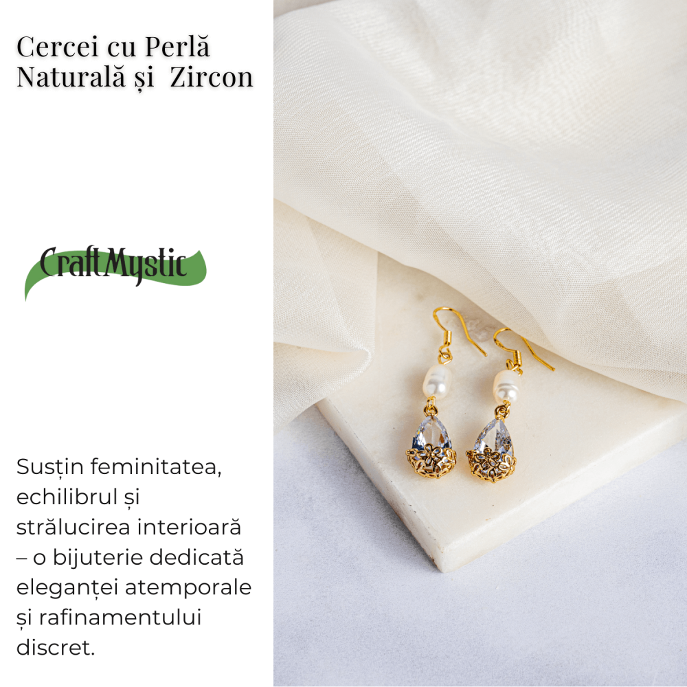Cercei cu Perla Naturala si Zircon – Feminitate Discreta si Rafinament [5]