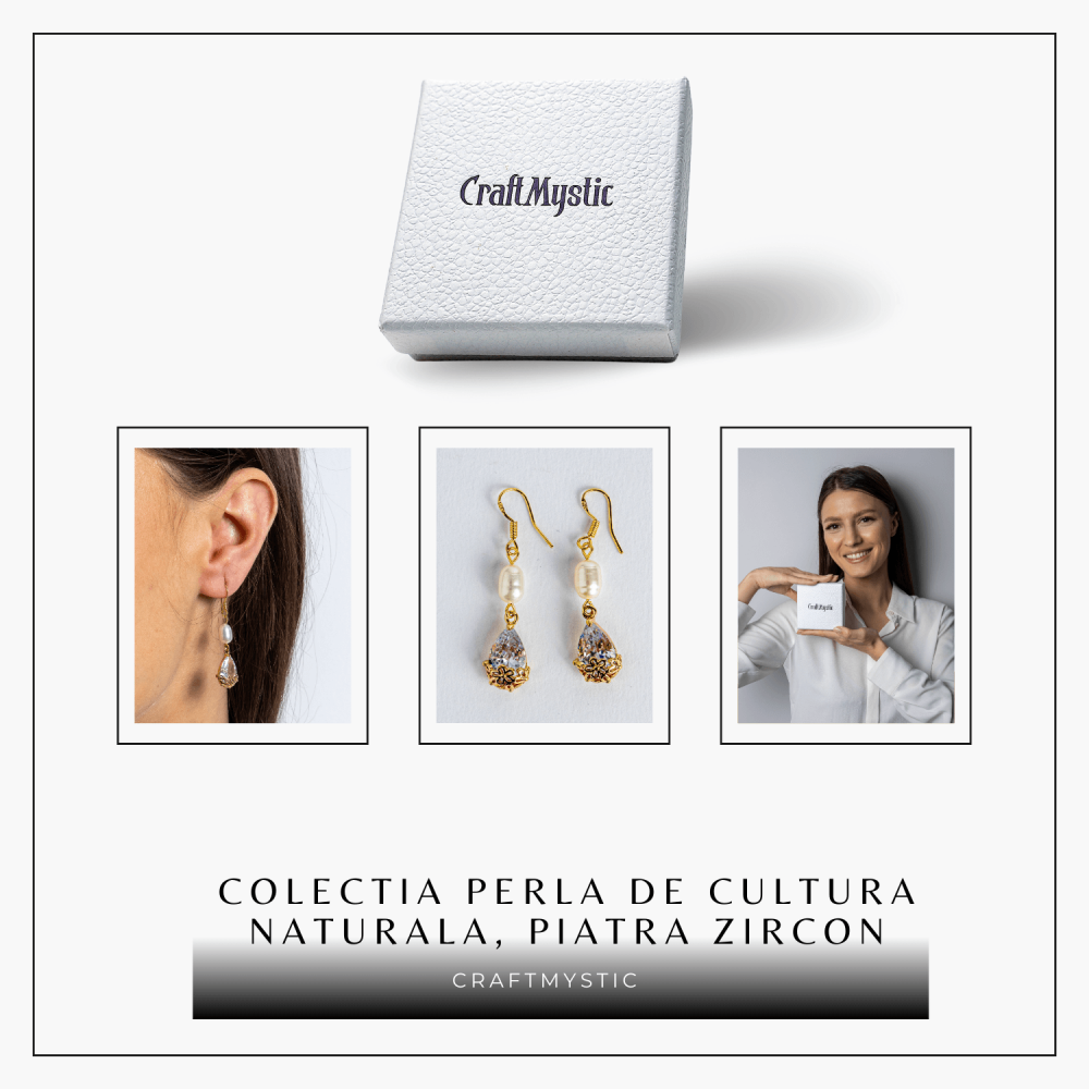 Cercei cu Perla Naturala si Zircon – Feminitate Discreta si Rafinament [7]