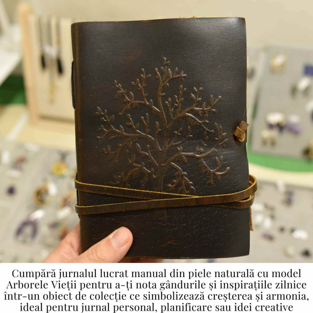 Jurnal piele naturala cu Arborele Vietii si hartie de bumbac – Creativitate si conexiune spirituala [3]