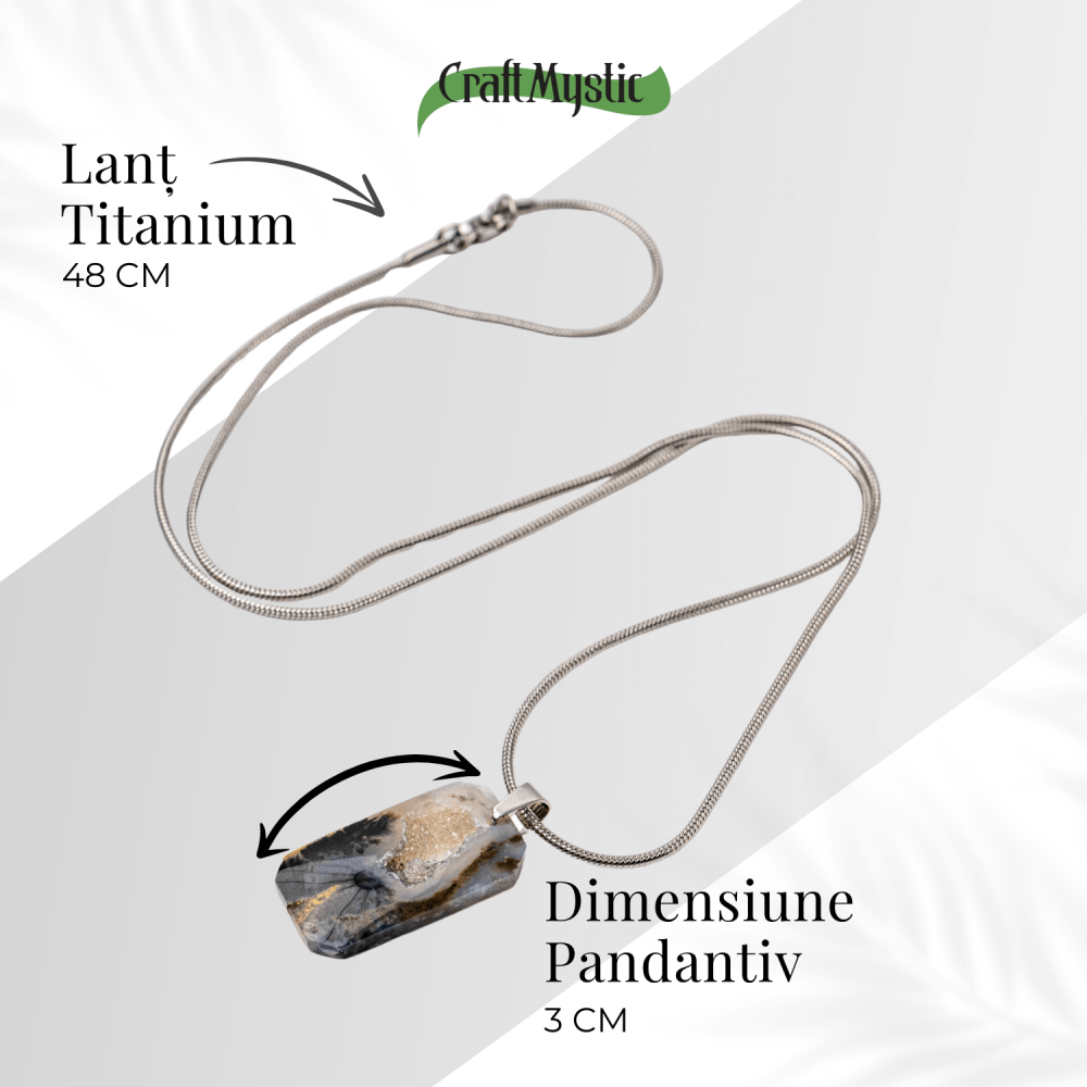 Colier Titanium cu Agat Dendritic Dreptunghiular – NaturA, Echilibru si Conexiune Interioara [5]