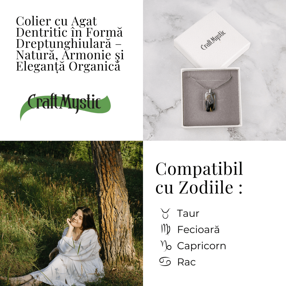 Colier Titanium cu Agat Dendritic Dreptunghiular – NaturA, Echilibru si Conexiune Interioara [4]