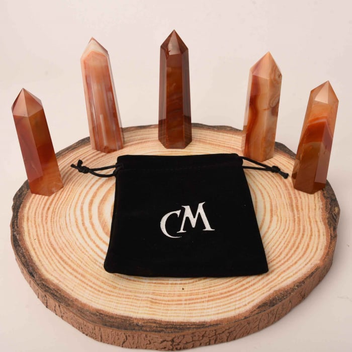 Turn din cristal natural unicat Carneol 9-10 cm - Ajuta la echilibrarea emotiilor, ameliorarea stresului si stimularea claritatii mentale [4]