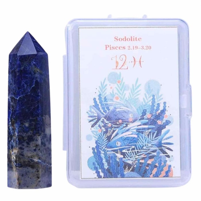 Varf de Cristal 6 cm pentru cele 12 zodii - Pietre semipretioase specifice zodiei Pesti - Un cadou deosebit