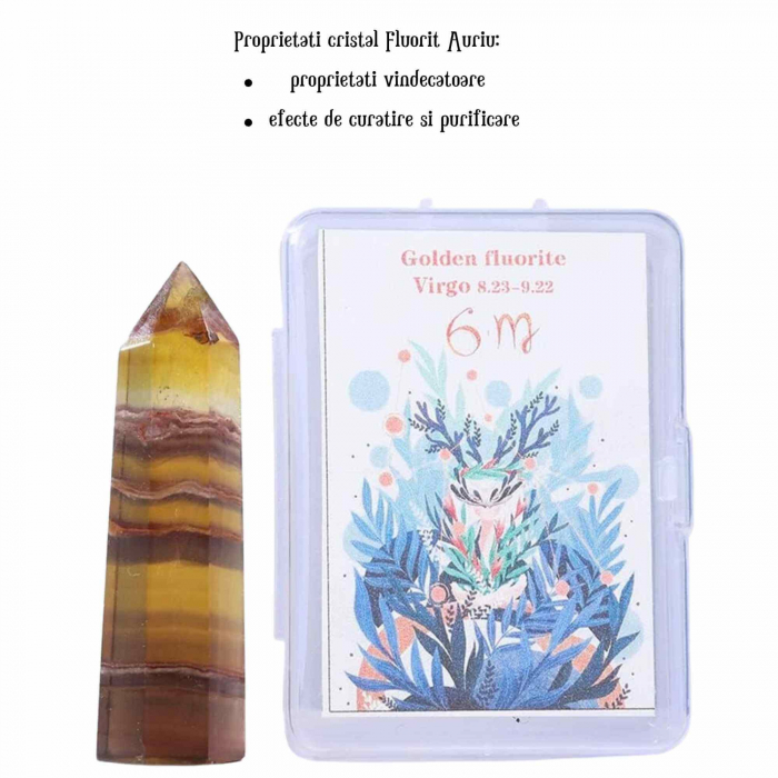 Varf de Cristal 6 cm pentru cele 12 zodii - Pietre semipretioase specifice zodiei - Un cadou deosebit [3]
