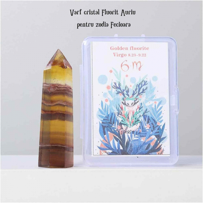 Varf de Cristal 6 cm pentru cele 12 zodii - Pietre semipretioase specifice zodiei - Un cadou deosebit [4]