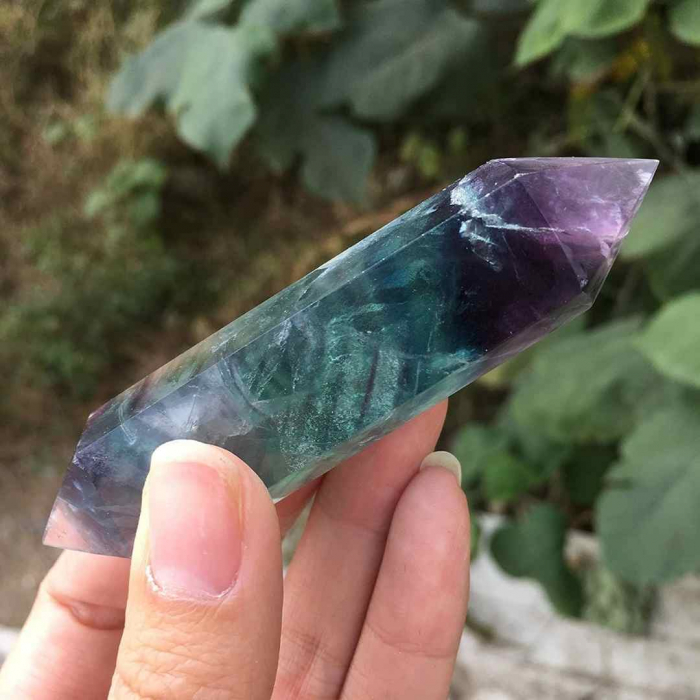 Obelisc de cristal natural Fluorita dublu varf 9-10 cm Cristalul lustruit pentru concentrare, curatarea energiei si echilibrarea chakrei celui de-al Treilea Ochi [6]