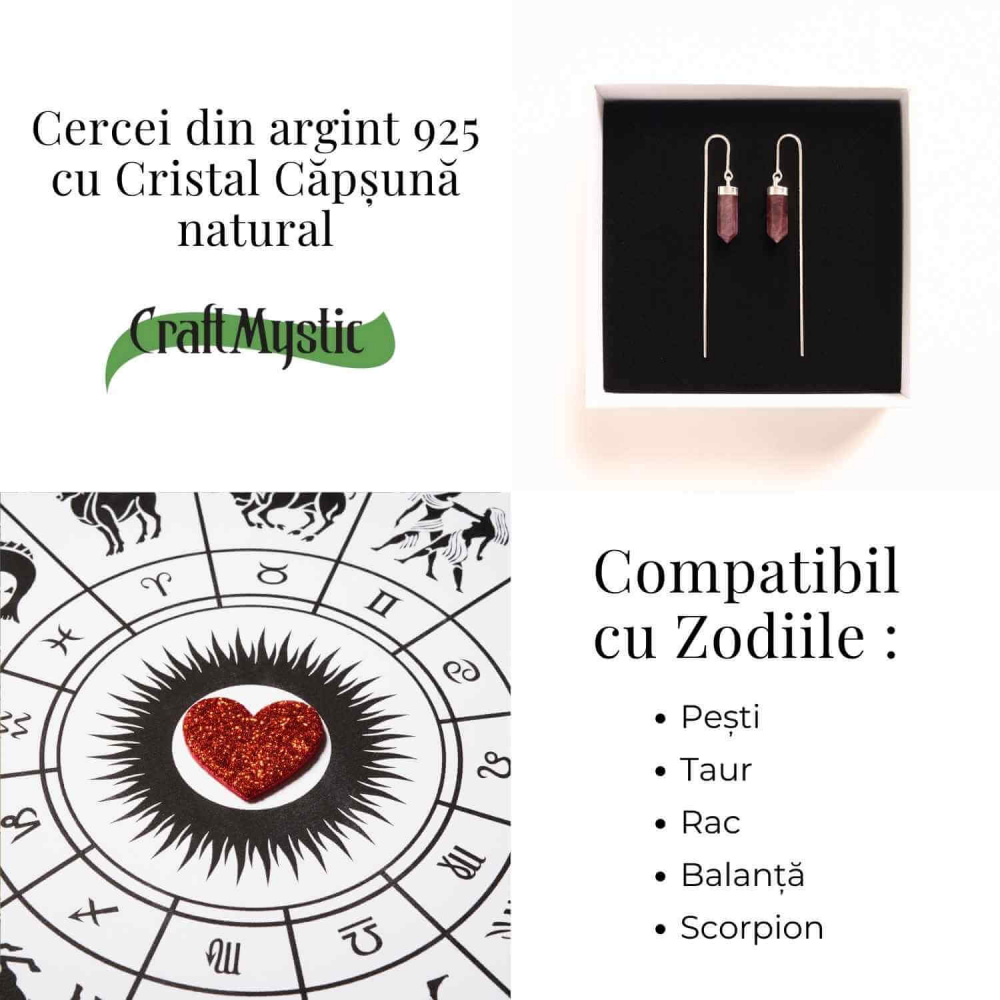 Energie a Inimii si Armonie – Cercei Argint 925 cu Cristal Capsuna [5]