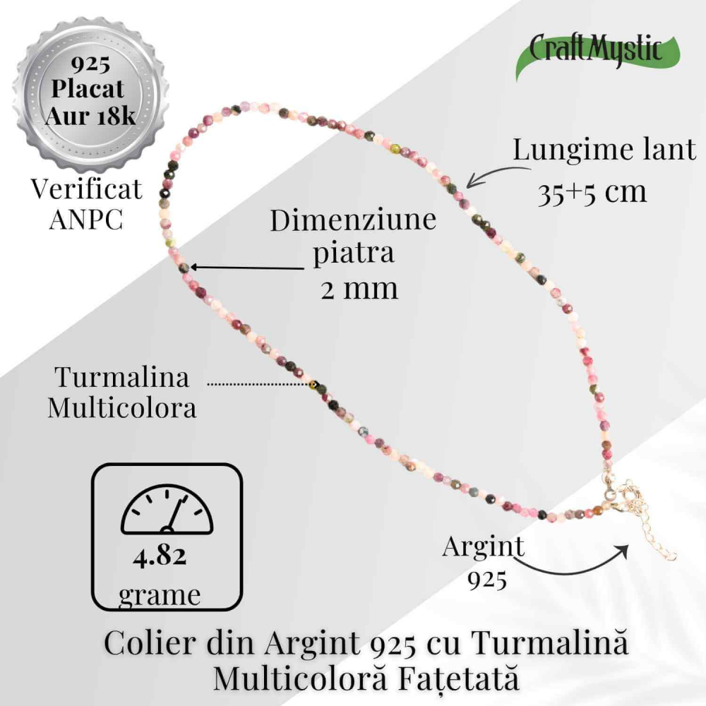 Energie si Armonie – Colier din Argint 925 cu Turmalina Multicolora Fatetata [5]