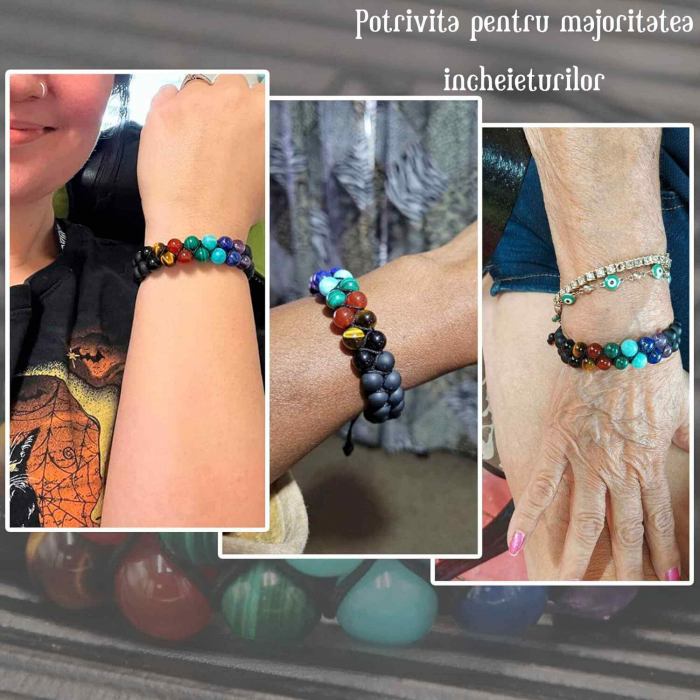 Bratara pentru barbati si femei cu 7 tipuri de Cristale pentru cele 7 Chakre Pietre Reale Pentru Energie, Purificare [3]