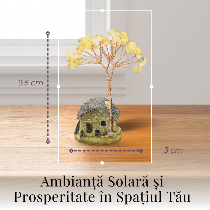Mini Casa cu ramura din Citrin Natural , Arbore de Energie Spirituala Reiki, pentru Decoratiuni de Birou si Acasa [2]