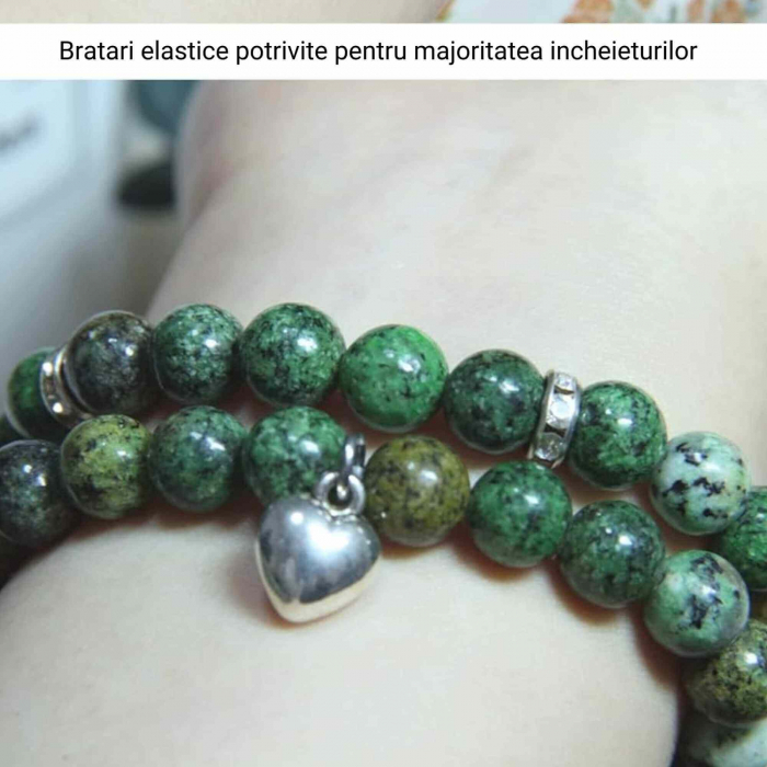 Set 2 Bratari elastice cu Margele 8mm din Turcoaz African Pentru Vindecare, Alinarea Anxietatii si Stresului [5]