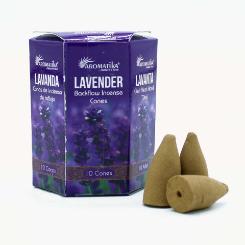 Palo Santo, Salvie și Bețișoare - 10 Conuri Aromatika Backflow Incense – Lavender