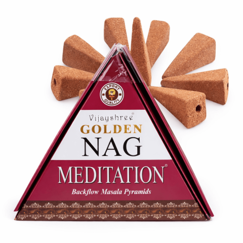 Instrumente și Accesorii Spirituale - Conuri Parfumate Backflow Golden Nag Meditation – Piramida Sacra pentru Liniste si Claritate