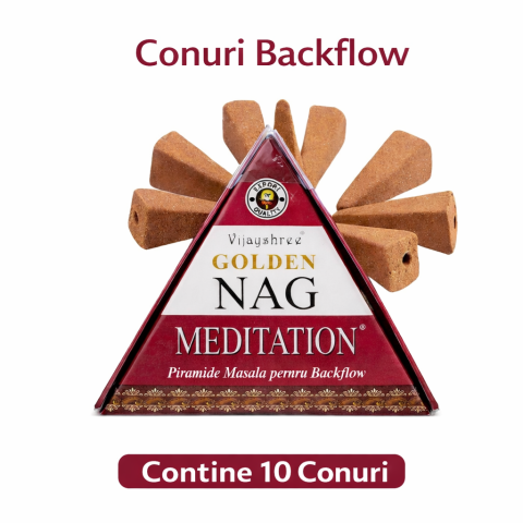 Conuri Parfumate Backflow Golden Nag Meditation – Piramida Sacra pentru Liniste si Claritate [2]