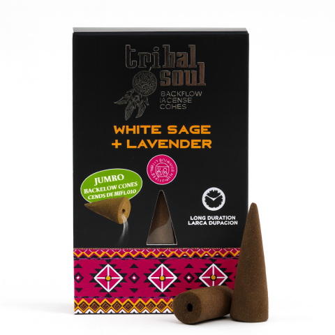 Palo Santo, Salvie și Bețișoare - 10 Conuri Tribal Soul Backflow Incense – Salvie si Lavanda