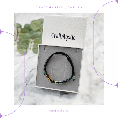 Bratara Handmade Reglabila cu Margele 6mm pentru Cele 7 Chakre si Ciucuri Macrame [7]