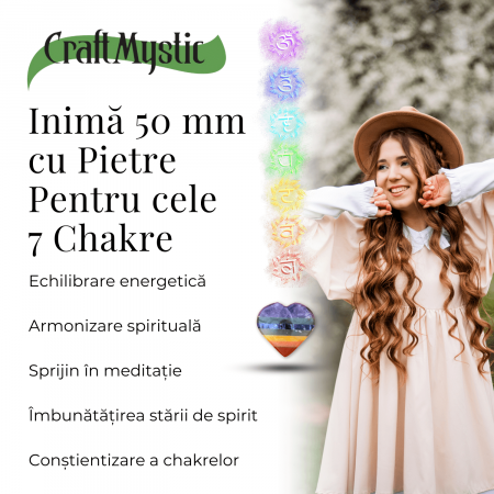 Inima Sculptata Manual de 50mm cu 7 Tipuri de Pietre Naturale pentru Cele 7 Chakre [4]