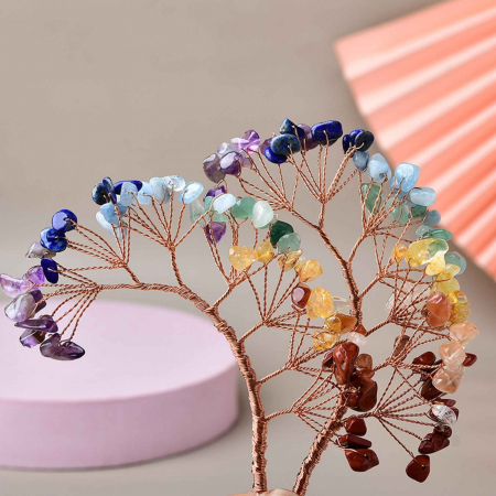 Ramura pentru creare copaci cu cristale semipretioase cu 7 mini ramuri fiecare cu 9 pietre polisate  - Pentru proiecte DIY, decor, Feng Shui [6]