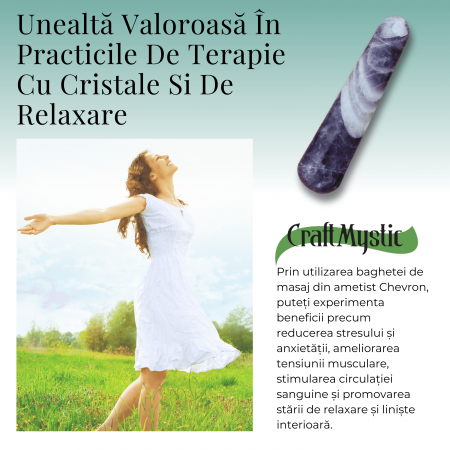 Bagheta de Masaj 10 cm din Ametist Chevron Natural [3]