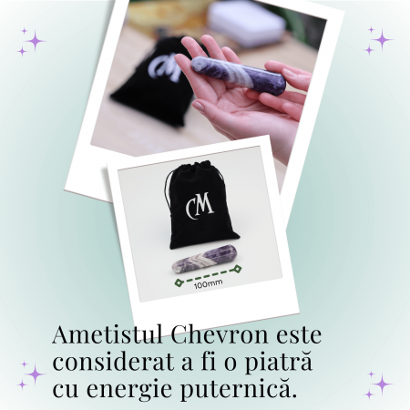 Bagheta de Masaj 10 cm din Ametist Chevron Natural [2]
