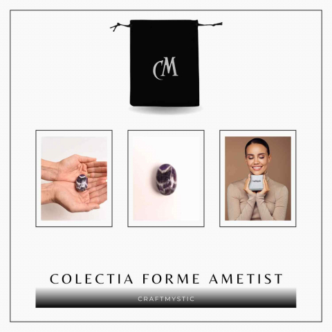 Piatra Ovala Sculptata din Ametist Chevron, Claritate si Protectie - Piatra de Mana [6]