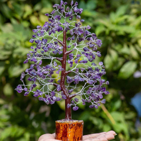 Arbore 25 cm Cristalin cu pietricele din Ametist - Aducator de Liniste si Echilibru - Sculptura Energetica pentru Decorul Casei si Biroului - Idee de Cadou pentru Intelegere Spirituala si Protectie [3]