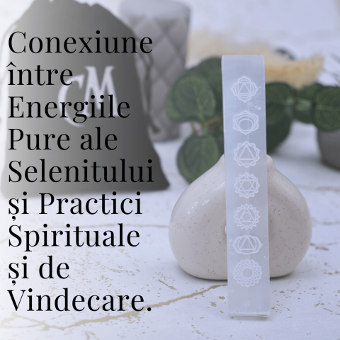 Bagheta de Selenit 15x2.5 cm cu Semnele Chakrelor - Curatare si Incarcare Cristale [6]
