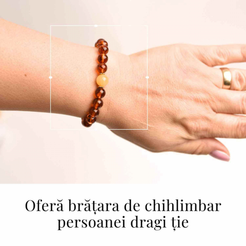 Bratara elastica chihlimbar caramiziu-galben pentru echilibru emotional [1]